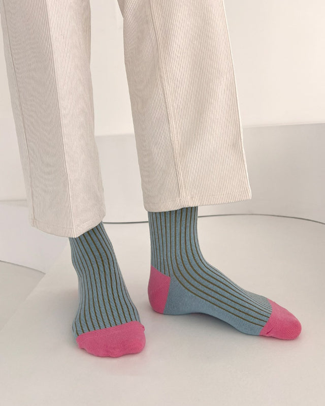 【バーンストア】Bonjour March / Triple rib socks Blue