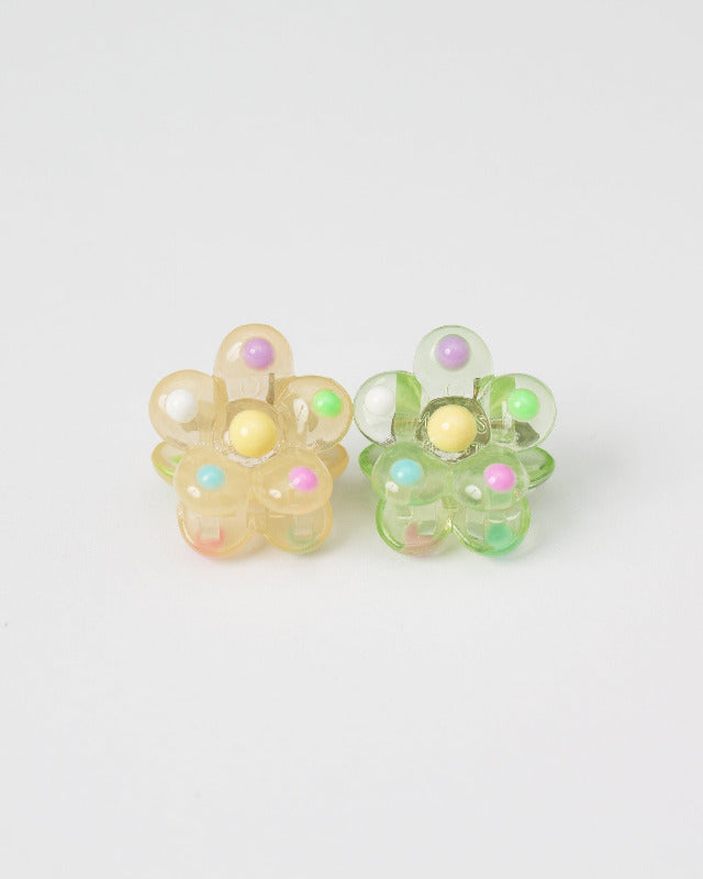 BIB MILK(ビブミルク) / FROST DOT FLOWER MINI CLIP イエロー×グリーン【バーンストア】