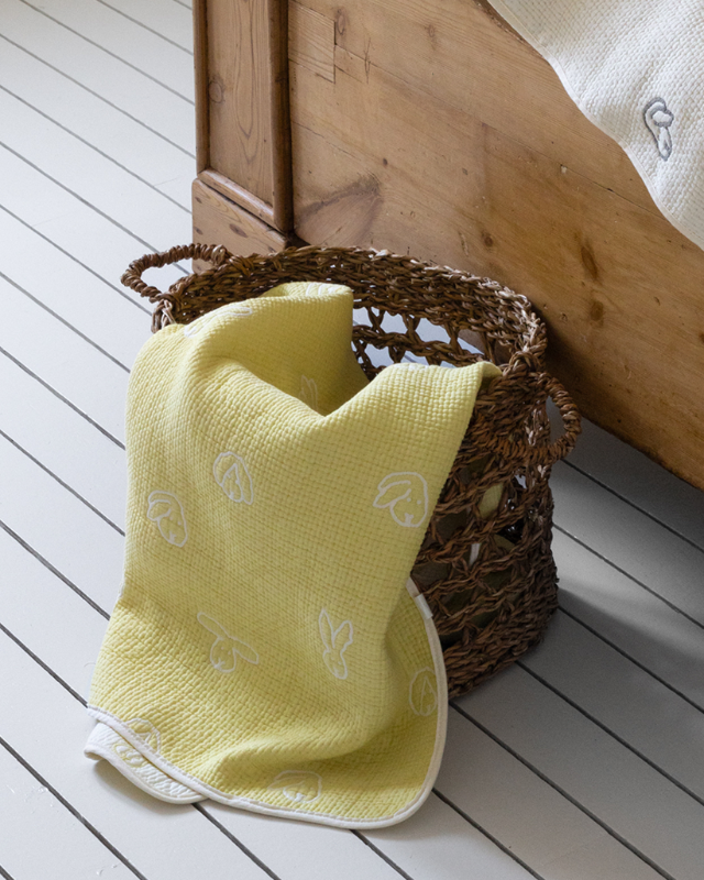 WARMGREY TAIL(ウォームグレーテール)/ BUNNY BUNNY COTTON MODAL BLANKET - SOFT YELLOW【バーンストア】