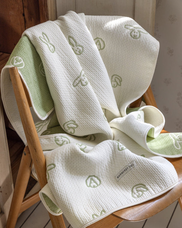 WARMGREY TAIL(ウォームグレーテール)/ BUNNY BUNNY COTTON MODAL BLANKET - MOSS GREEN【バーンストア】
