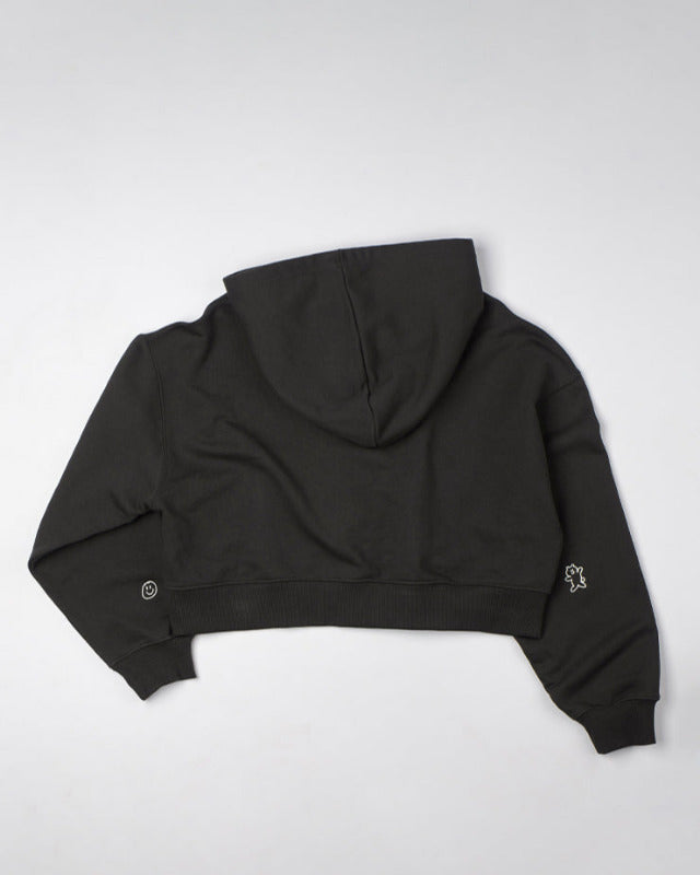 【バーンストア】ooowl / CROP 2WAY HOOD ZIP UP LOVE CHARCOAL