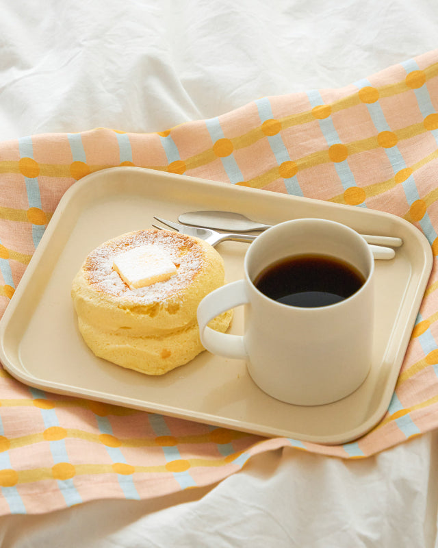 【バーンストア】WARMGREY TAIL / DOT CHECK KITCHEN CLOTH - ORANGE ON PINK キッチンクロス