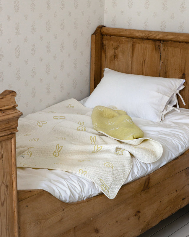 WARMGREY TAIL(ウォームグレーテール)/ BUNNY BUNNY COTTON MODAL BLANKET - SOFT YELLOW【バーンストア】