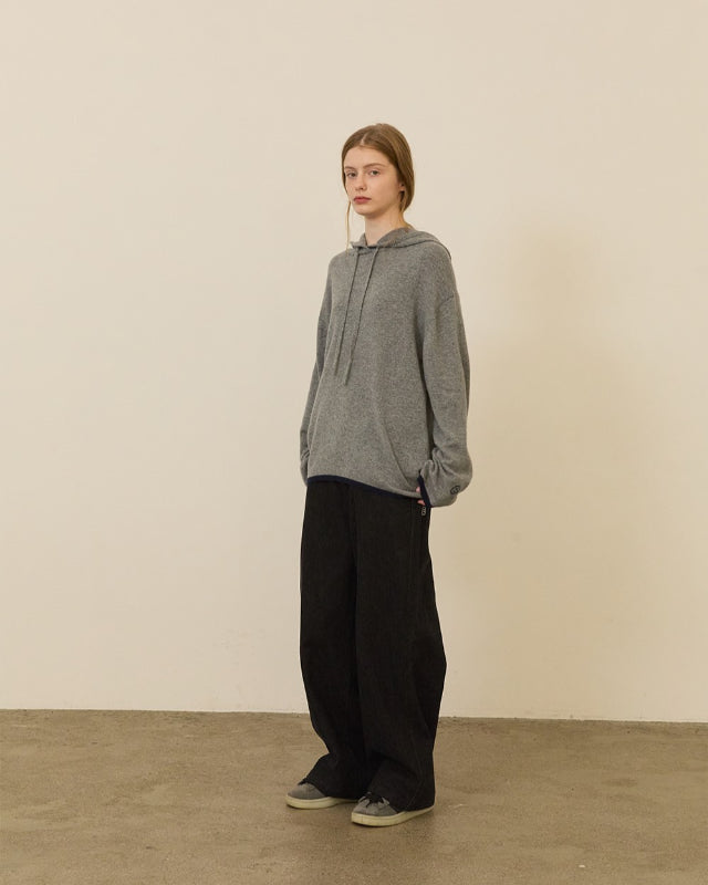 【バーンストア】ooowl / KNIT HOODIE LOVE GREY