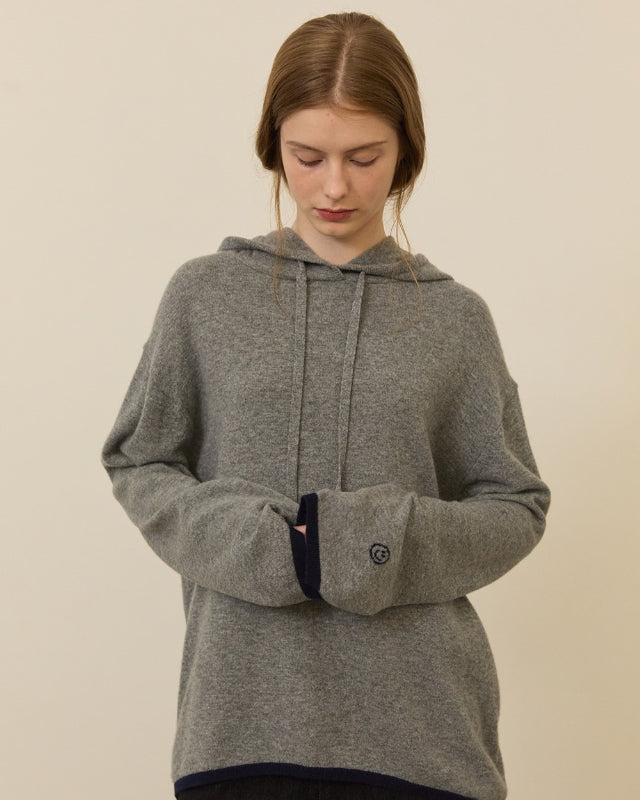 【バーンストア】ooowl / KNIT HOODIE LOVE GREY