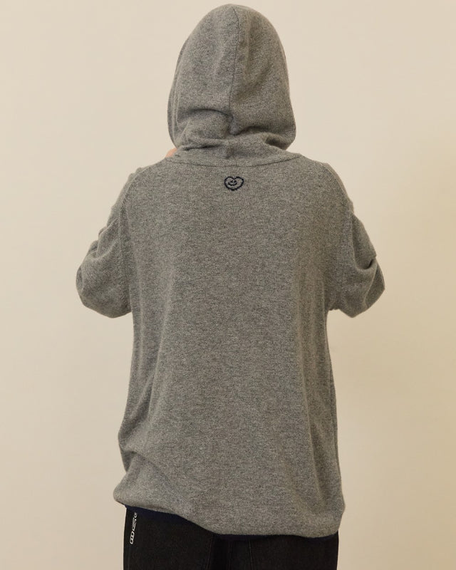 【バーンストア】ooowl / KNIT HOODIE LOVE GREY