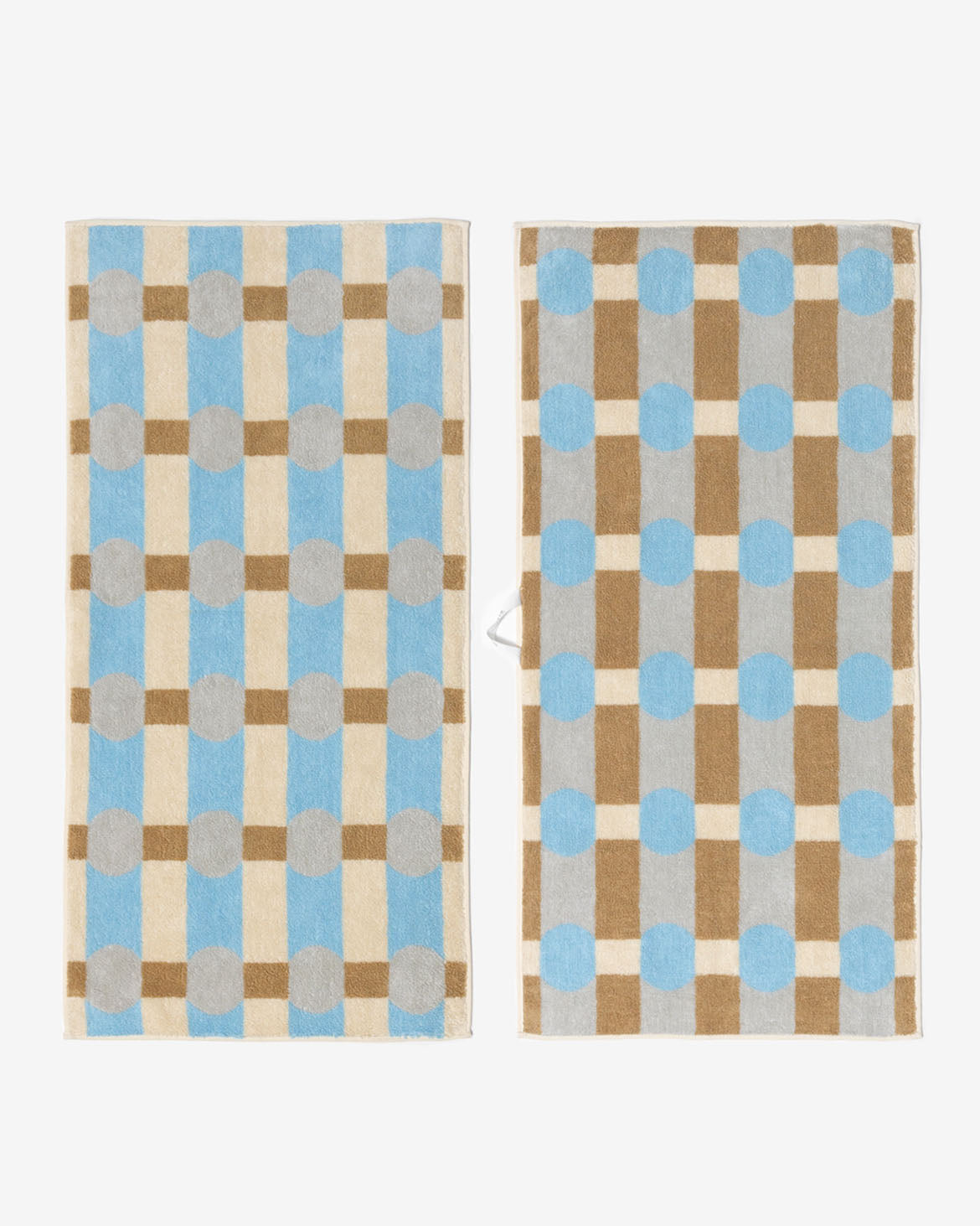 WARMGREY TAIL(ウォームグレーテール)/ DOT CHECK FACE TOWEL - GREY ON CREAM【バーンストア】