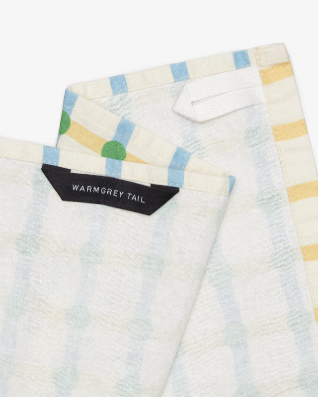 【バーンストア】WARMGREY TAIL / DOT CHECK KITCHEN CLOTH - GREEN ON BEIGE キッチンクロス