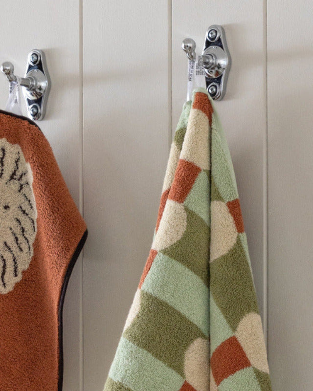 WARMGREY TAIL(ウォームグレーテール)/ DOT CHECK FACE TOWEL - CREAM ON MINT【バーンストア】