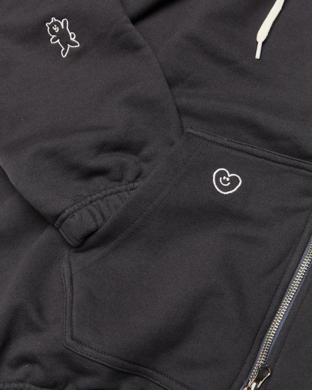【バーンストア】ooowl / 2WAY HOOD ZIP UP CHARCOAL