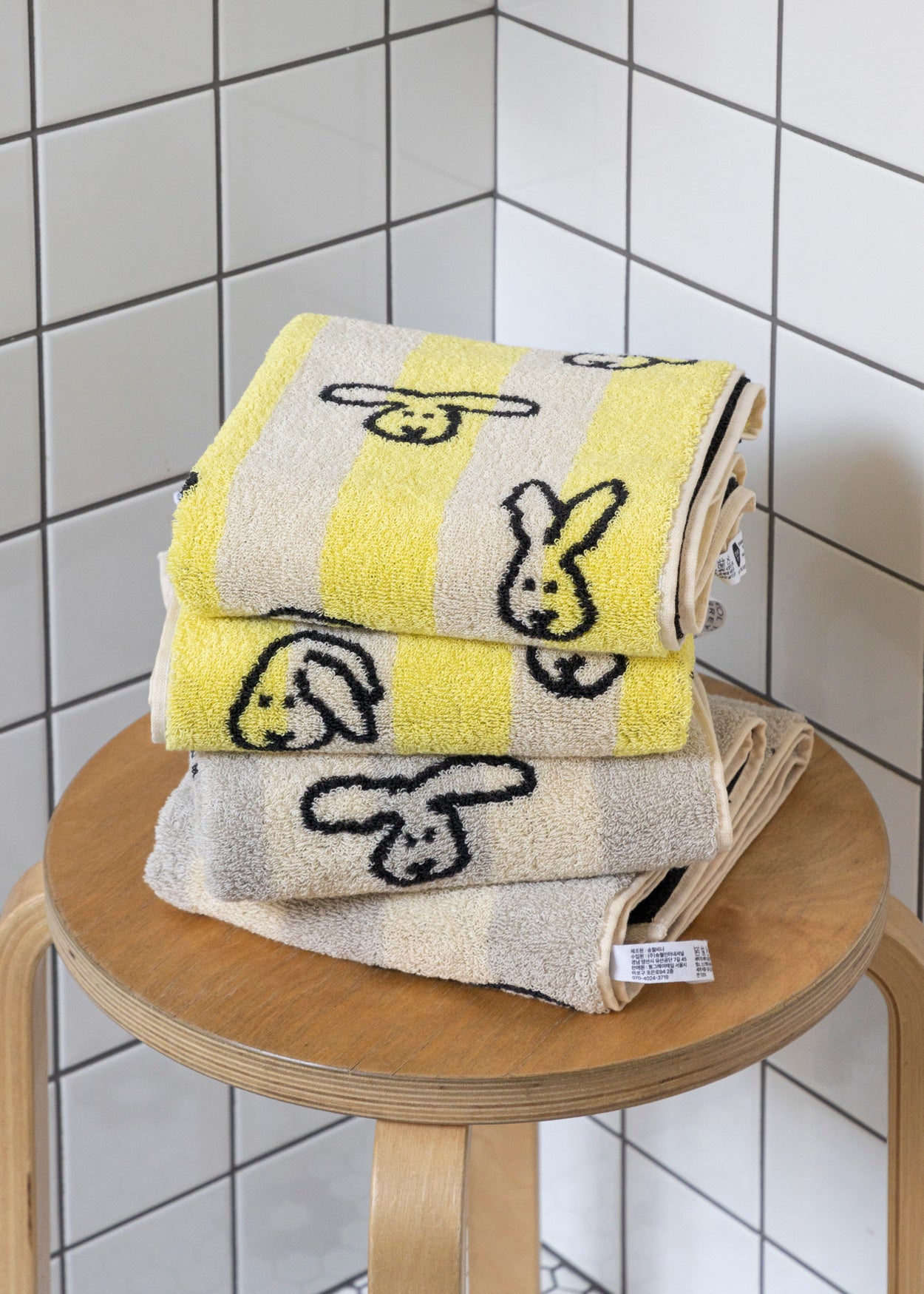 【バーンストア】WARMGREY TAIL / BUNNY BUNNY FACE TOWEL - YELLOW STRIPE