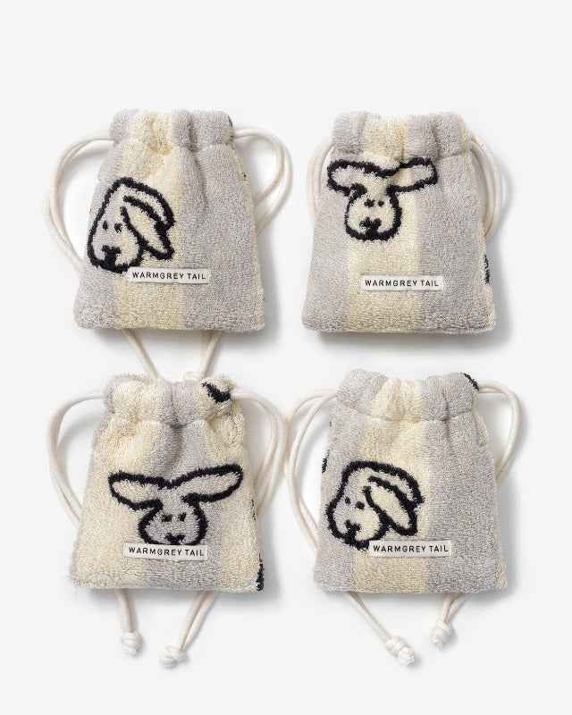 WARMGREY TAIL(ウォームグレーテール)/BUNNY BUNNY TERRY POUCH - GREY STRIPE【バーンストア】