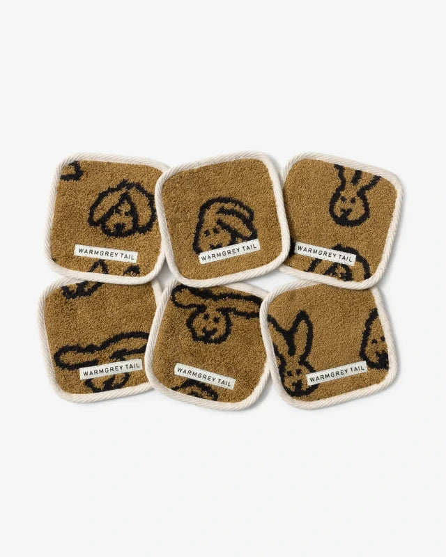 WARMGREY TAIL(ウォームグレーテール)/BUNNY BUNNY TOWEL COASTER - BROWN コースター【バーンストア】