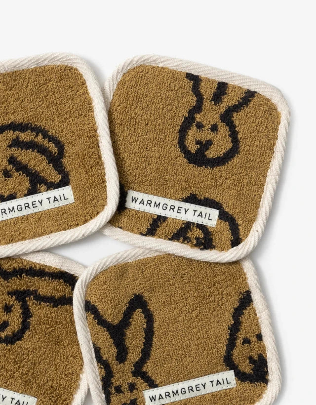 WARMGREY TAIL(ウォームグレーテール)/BUNNY BUNNY TOWEL COASTER - BROWN コースター【バーンストア】