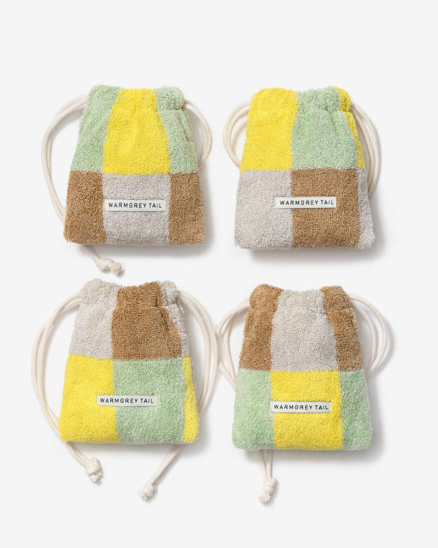 WARMGREY TAIL(ウォームグレーテール)/CHECK TERRY POUCH - SAND YELLOW【バーンストア】