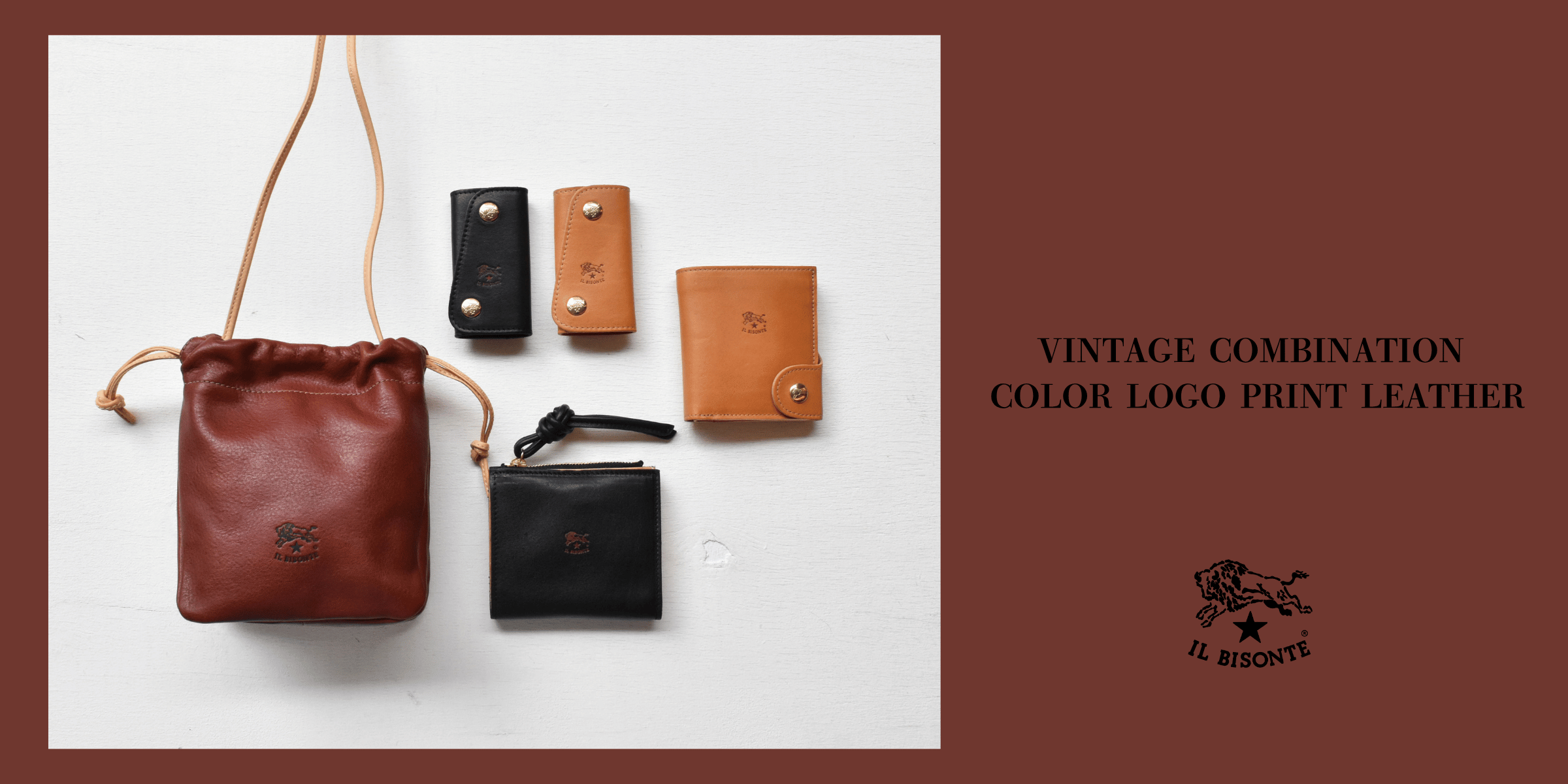 イルビゾンテ：VINTAGE COMBINATION COLOR LOGO PRINT LEATHER