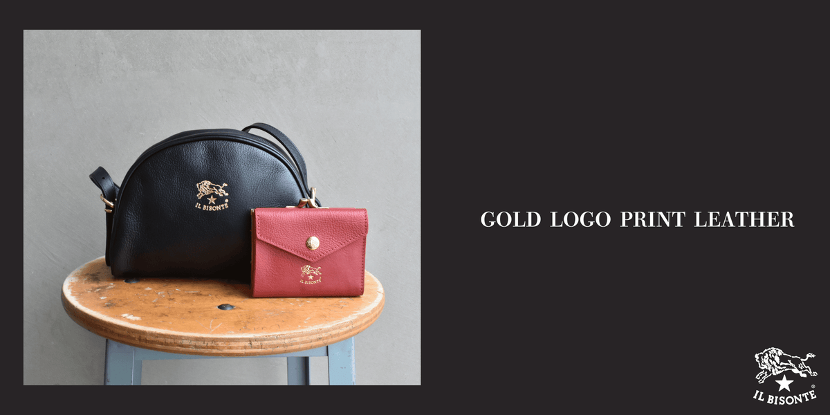 イルビゾンテ：GOLD LOGO PRINT LEATHER