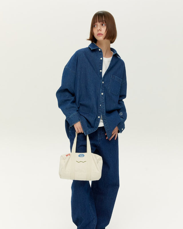 【バーンストア】ooowl / COTTON DUFFLE BAG MINI WE LOVE ECRU