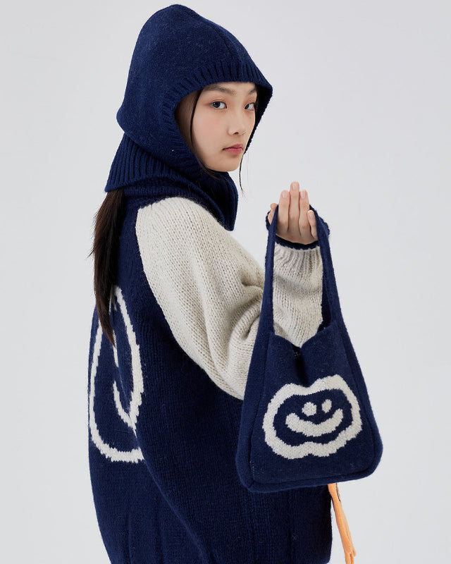 【バーンストア】ooowl / KNIT BAG FLAT LOVE NAVY