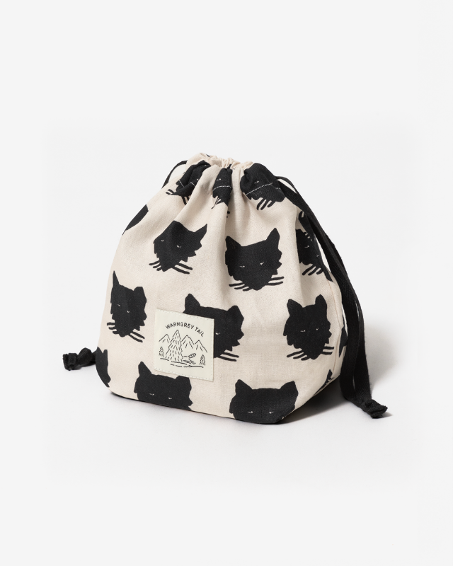 【バーンストア】WARMGREY TAIL / WOLF STRING POUCH - BLACK ON IVORY