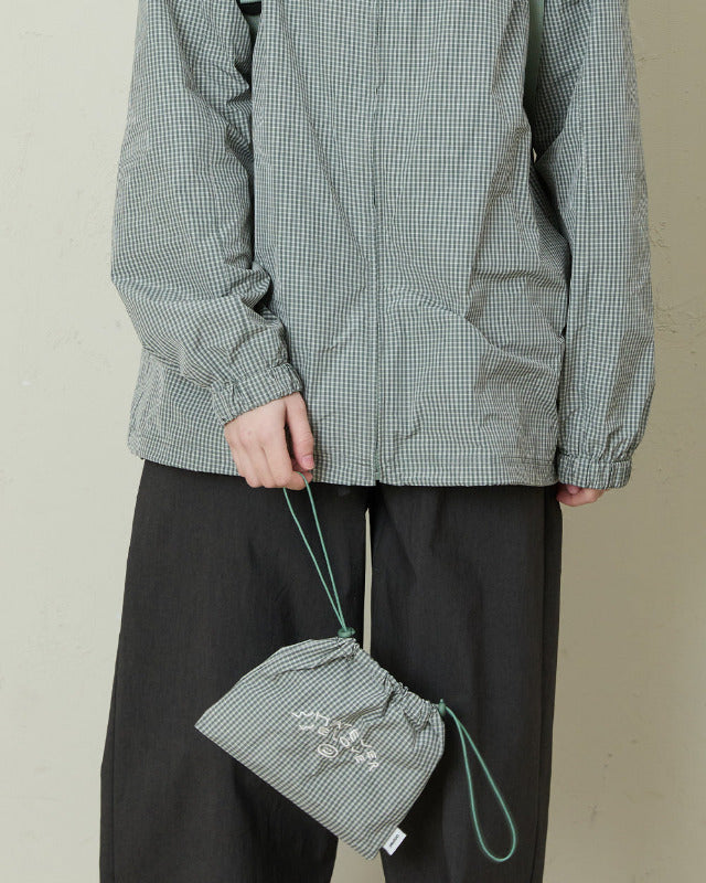 【バーンストア】ooowl /  STRING POUCH WE LOVE GREEN CHECK