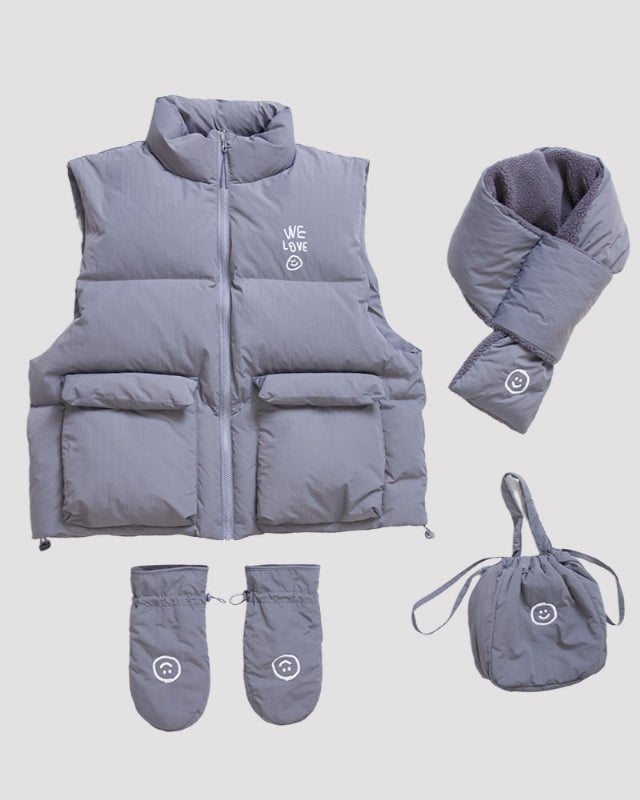 【バーンストア】ooowl /  PADDING BUCKET BAG HAPPY LOVE GREY