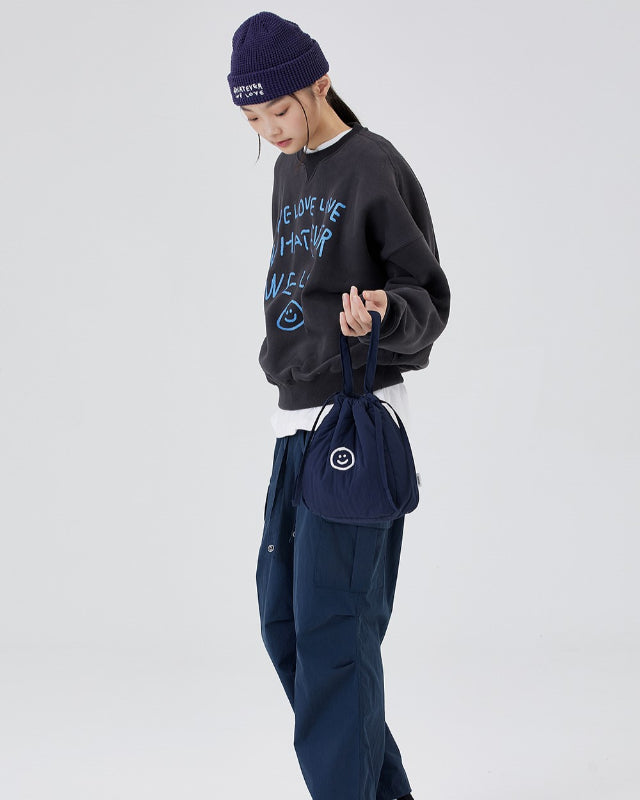 【バーンストア】ooowl /  PADDING BUCKET BAG HAPPY LOVE NAVY