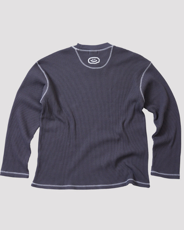 【バーンストア】ooowl /    WAFFLE LONG SLEEVE TSHIRT FLAT LOVE CHARCOAL