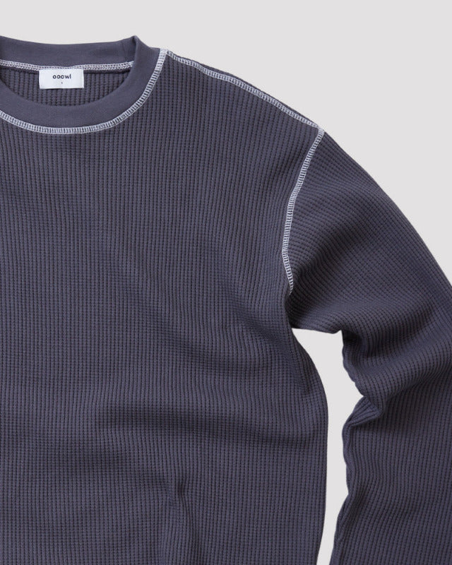 【バーンストア】ooowl /    WAFFLE LONG SLEEVE TSHIRT FLAT LOVE CHARCOAL