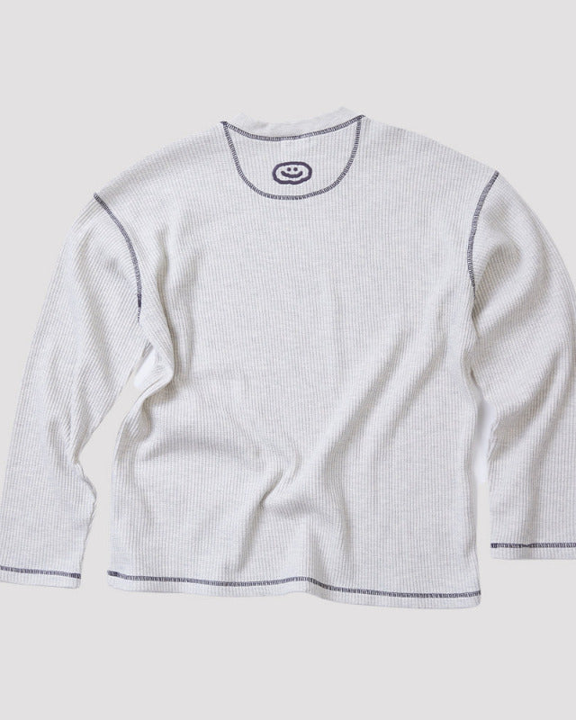 【バーンストア】ooowl /    WAFFLE LONG SLEEVE TSHIRT FLAT LOVE OATMEAL