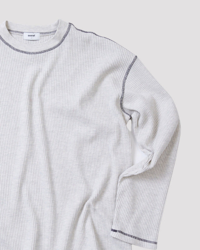 【バーンストア】ooowl /    WAFFLE LONG SLEEVE TSHIRT FLAT LOVE OATMEAL
