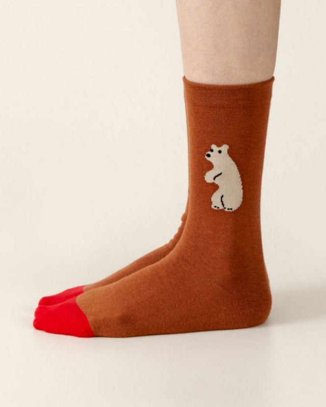 【バーンストア】WARMGREY TAIL / HUGGY BEAR - BROWN SOCKS