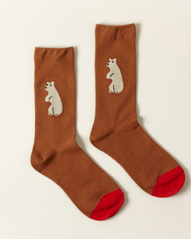【バーンストア】WARMGREY TAIL / HUGGY BEAR - BROWN SOCKS