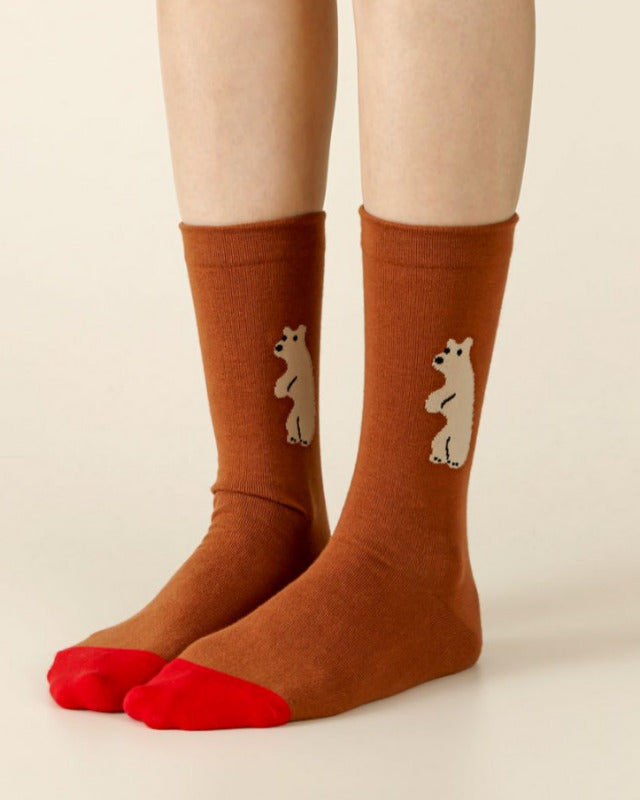 【バーンストア】WARMGREY TAIL / HUGGY BEAR - BROWN SOCKS