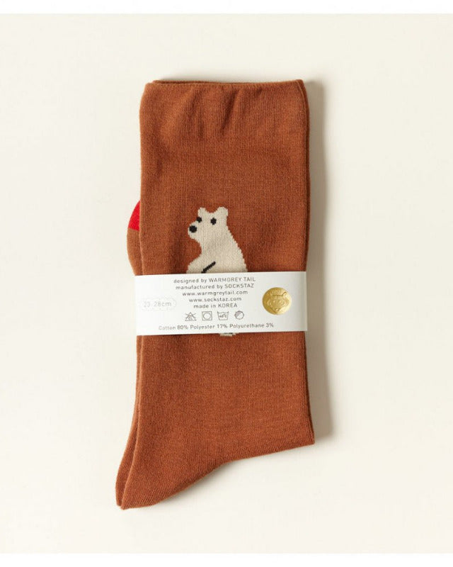 【バーンストア】WARMGREY TAIL / HUGGY BEAR - BROWN SOCKS