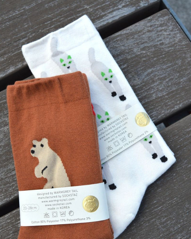 【バーンストア】WARMGREY TAIL / HUGGY BEAR - BROWN SOCKS