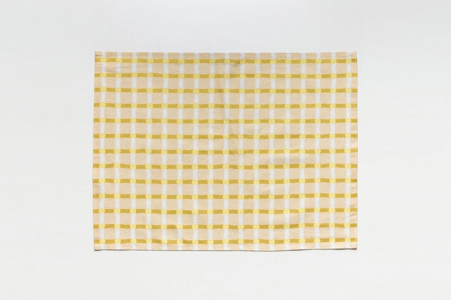 【バーンストア】WARMGREY TAIL / DOT CHECK KITCHEN CLOTH - LEMON ON BEIGE