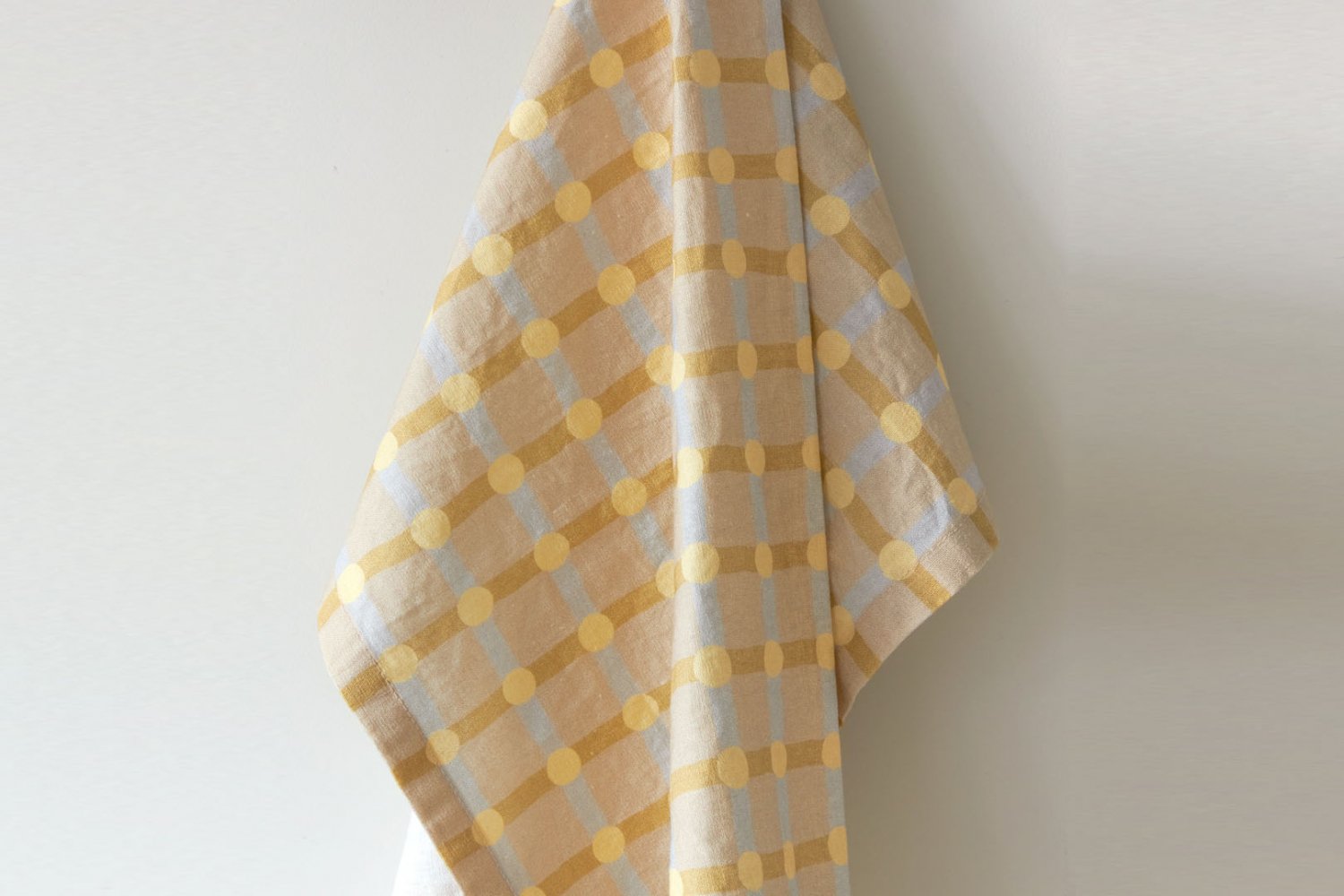 【バーンストア】WARMGREY TAIL / DOT CHECK KITCHEN CLOTH - LEMON ON BEIGE