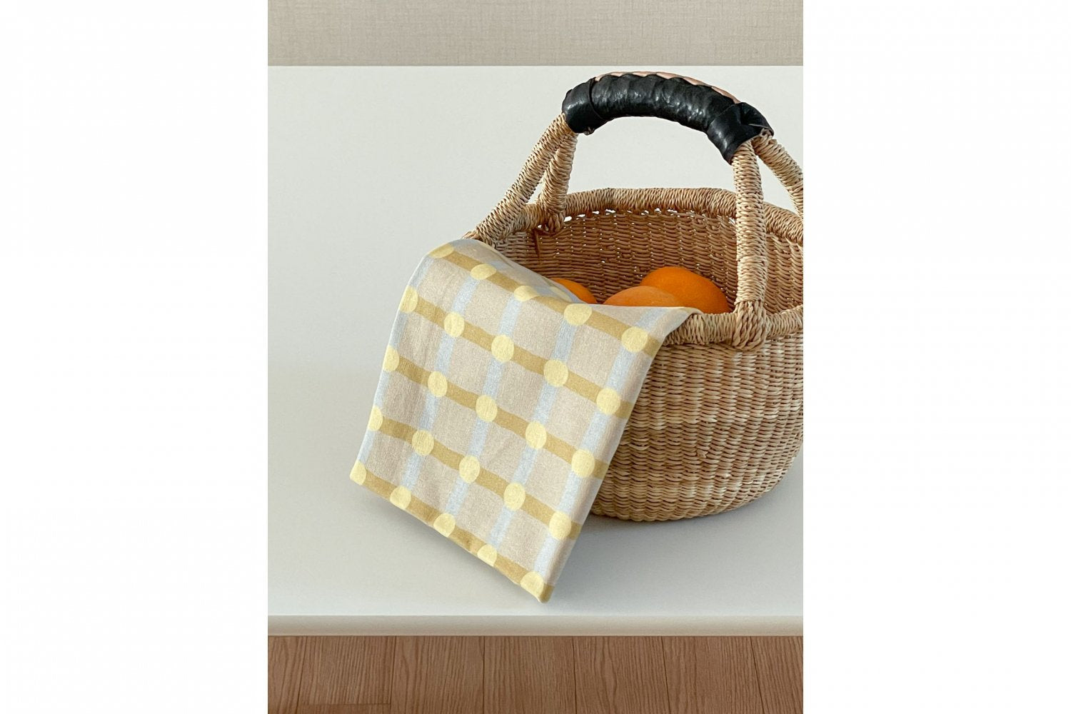 【バーンストア】WARMGREY TAIL / DOT CHECK KITCHEN CLOTH - LEMON ON BEIGE