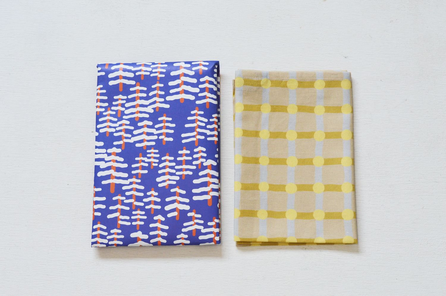 【バーンストア】WARMGREY TAIL / DOT CHECK KITCHEN CLOTH - LEMON ON BEIGE