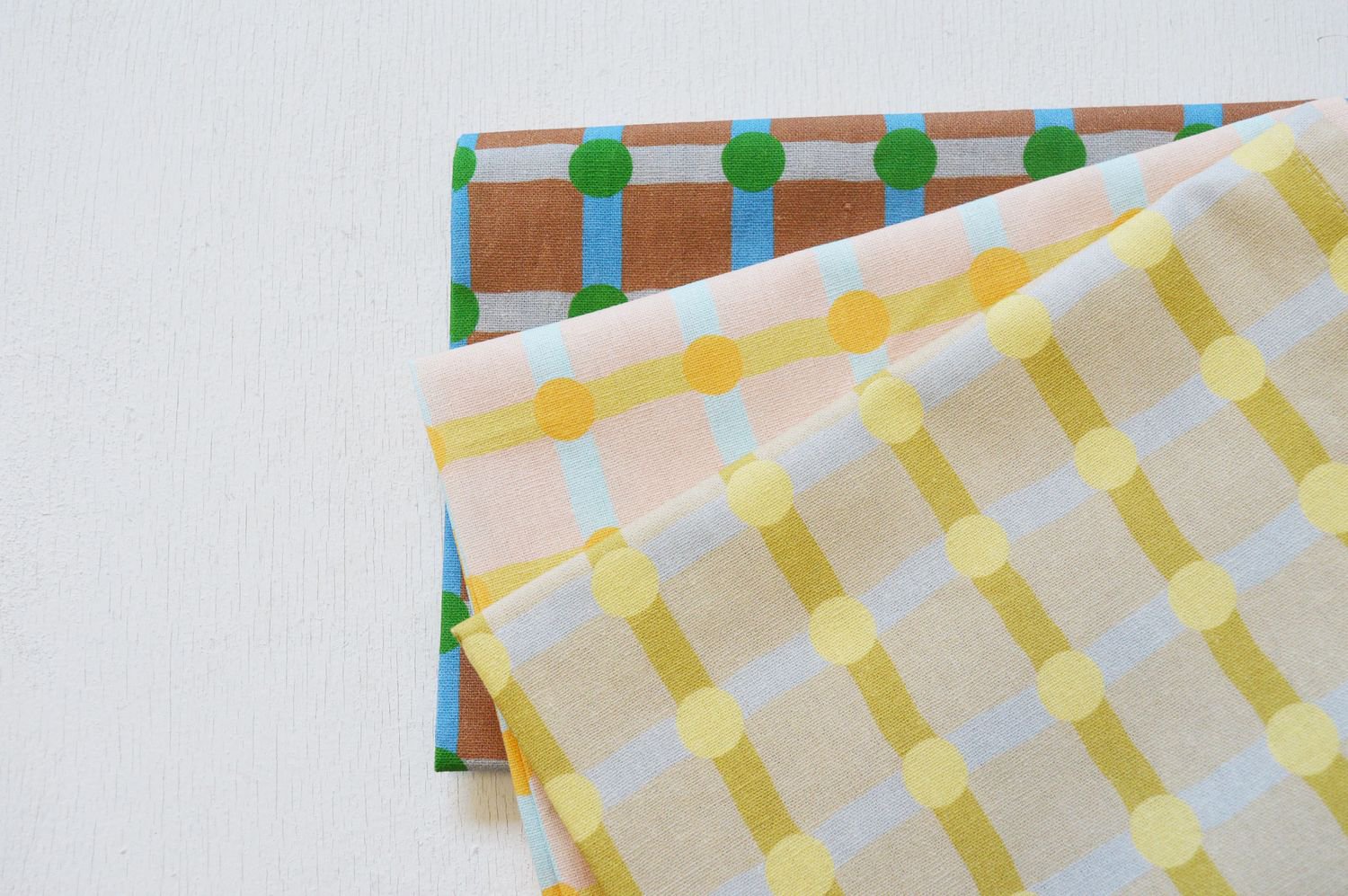 【バーンストア】WARMGREY TAIL / DOT CHECK KITCHEN CLOTH - LEMON ON BEIGE