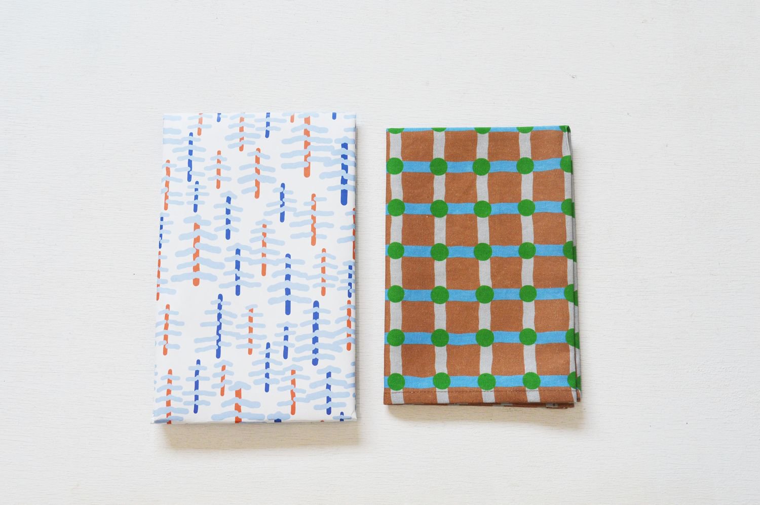 【バーンストア】WARMGREY TAIL / DOT CHECK KITCHEN CLOTH - GREEN ON BRICK