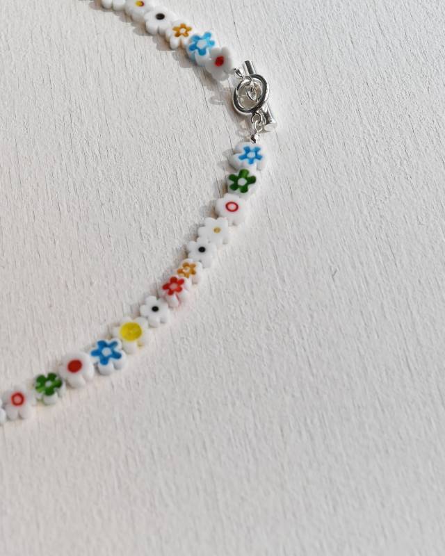 ROSETTAPRAYER（ロゼッタプレア） /   MILLEFIORI FLOWER BEADS NECKLACE- WHITE MULTI FLOWER【バーンストア】