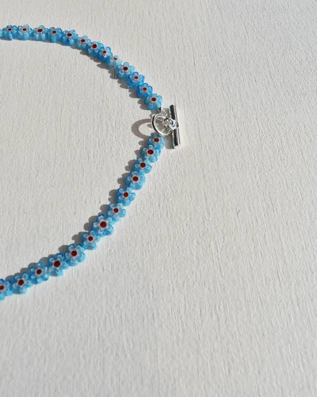 ROSETTAPRAYER（ロゼッタプレア） /   MILLEFIORI FLOWER BEADS NECKLACE- BLUE/RED【バーンストア】