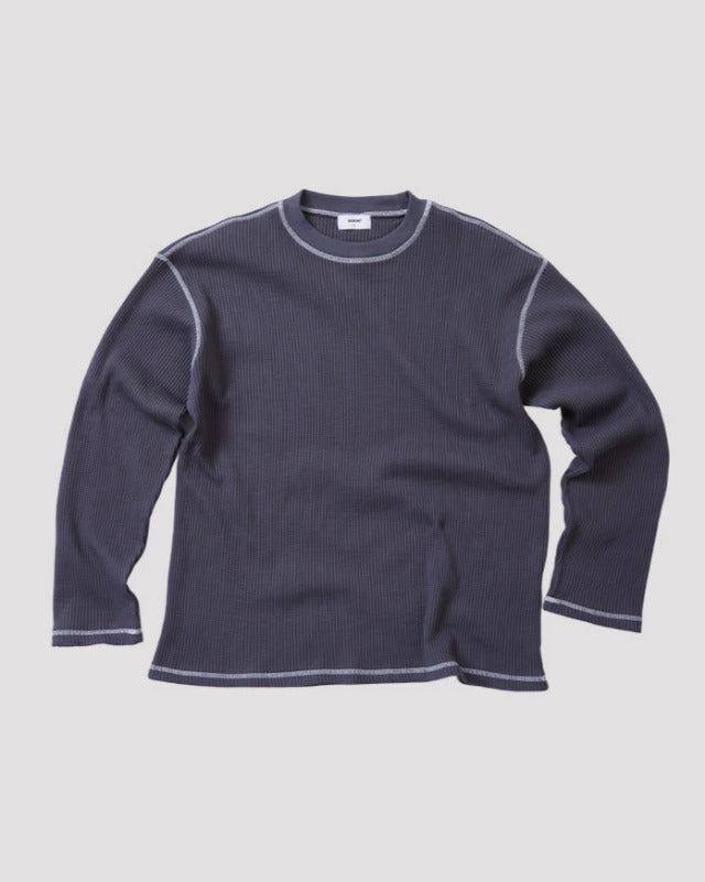 【バーンストア】ooowl /    WAFFLE LONG SLEEVE TSHIRT FLAT LOVE CHARCOAL
