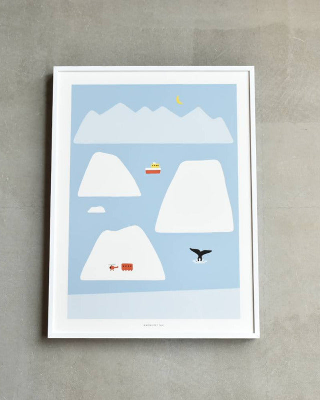 WARMGREY TAIL(ウォームグレーテール）/ ANTARCTICA - LIGHT BLUE POSTER 300mm x 400mm (フレーム付き)【バーンストア】