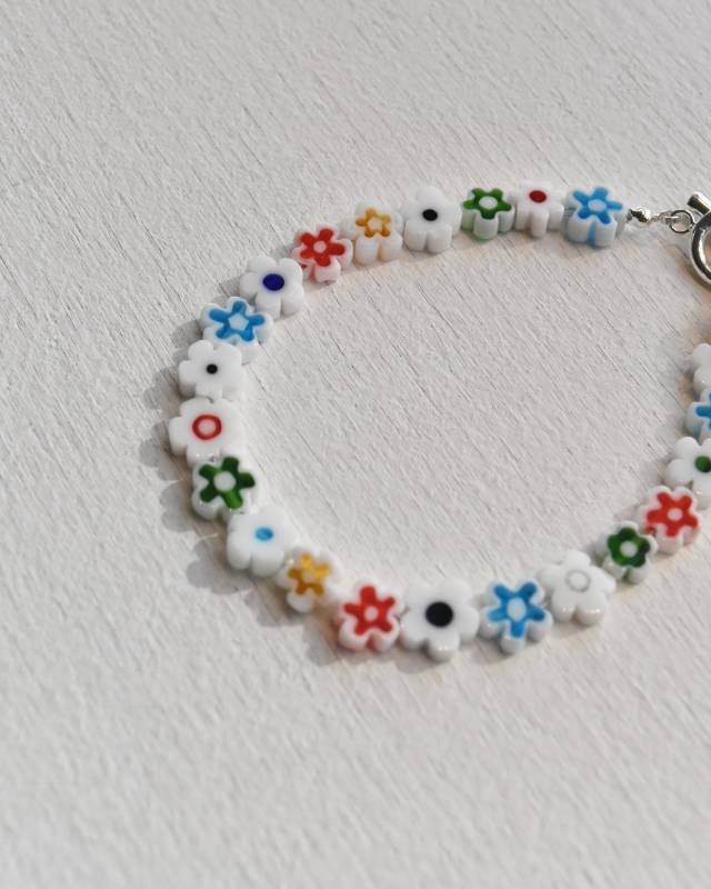 ROSETTAPRAYER（ロゼッタプレア） /   MILLEFIORI FLOWER BEADS BRACELET- WHITE MULTI FLOWER【バーンストア】