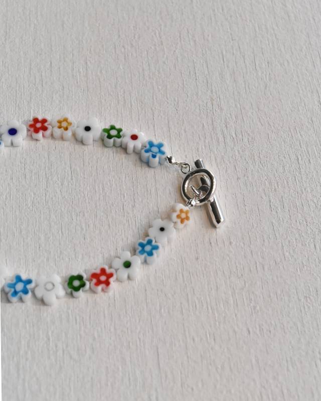 ROSETTAPRAYER（ロゼッタプレア） /   MILLEFIORI FLOWER BEADS BRACELET- WHITE MULTI FLOWER【バーンストア】