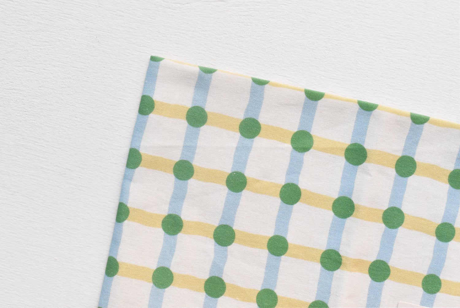 【バーンストア】WARMGREY TAIL / DOT CHECK KITCHEN CLOTH - GREEN ON BEIGE