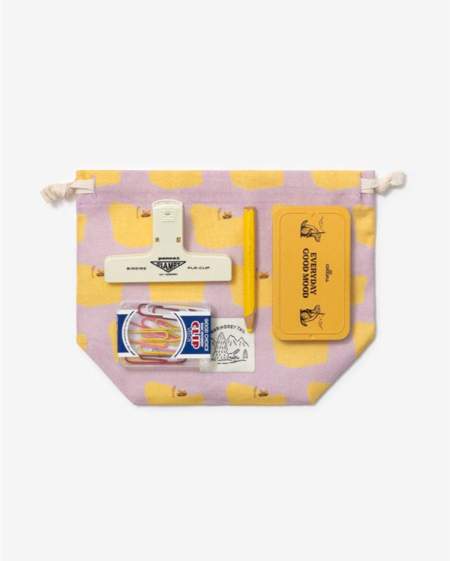 【バーンストア】WARMGREY TAIL / ARMCHAIR STRING POUCH - YELLOW ON PINK